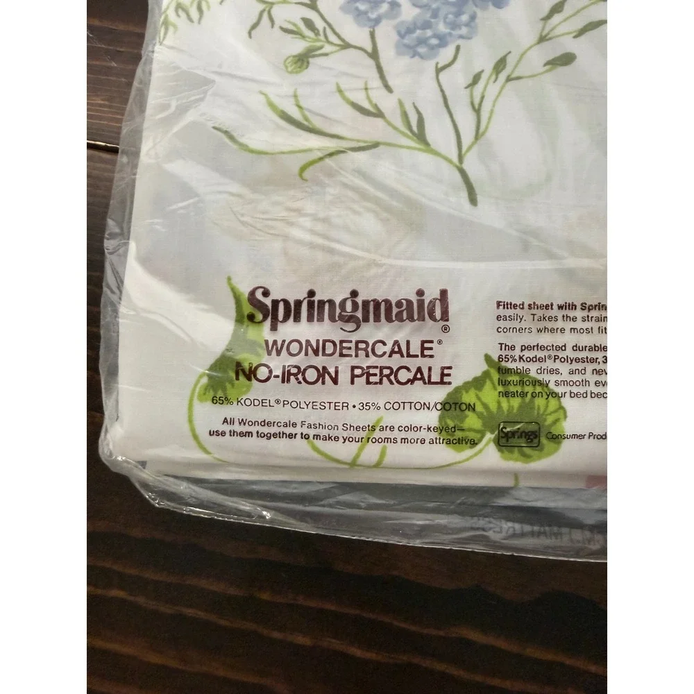 Springmaid Wondercale Vintage Floral Double Flat Sheet No Iron Percale USA Made